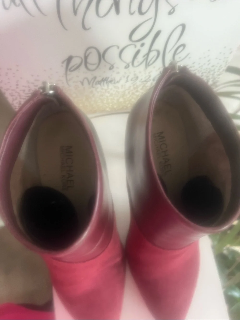 Michael Kors Burgundy Pointed-Toe Ankle Booties
